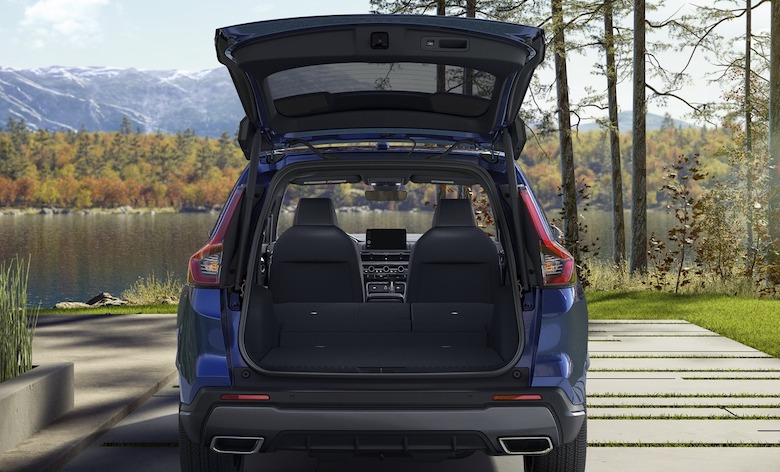 The pros of the Honda CR-V include a comfortable interior that has a lot of cargo space and new, advanced safety features.