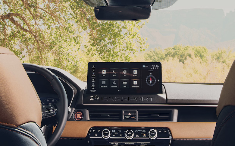 The 2026 Honda Passport is a two-row midsize SUV with a 3.5-liter V6 engine producing 285 horsepower and standard AWD system.