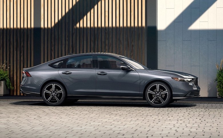 The 2026 Honda Accord measures 196.8 inches long with a 111.6-inch wheelbase and offers hybrid or turbocharged powertrains.