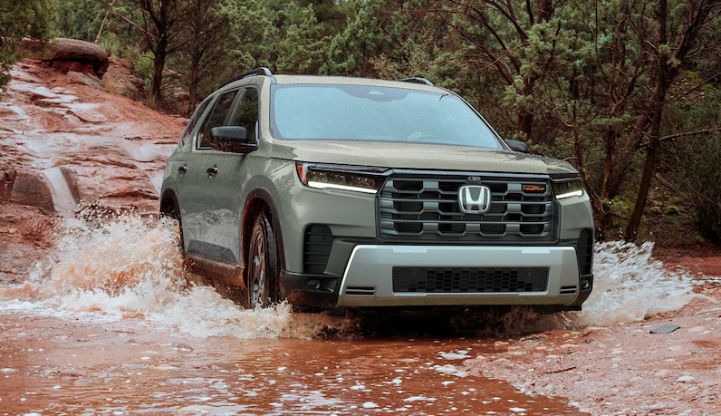 The 2026 Honda Pilot is a three-row SUV featuring a powerful 285-horsepower V6 engine and an updated 12.3-inch touchscreen.